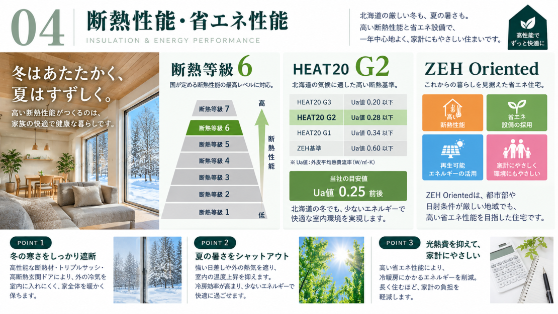 Hipの断熱性能 断熱等級6 HEAT20 G2 ZEH Oriented対応