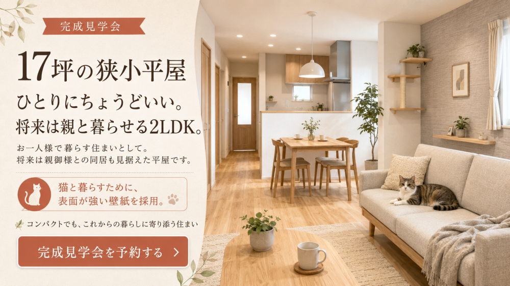 狭小平屋建て、おひとり様でゆったり過ごすドリームライフ