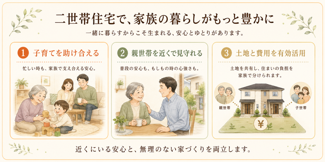 二世帯住宅を建てるメリットがこんなにもたくさんあるよ！